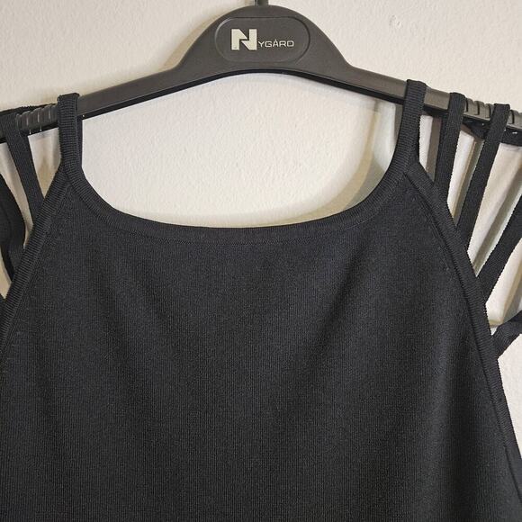 Boston Proper Sleeveless Strappy Shoulder Top Black Stretch Knit Sexy Size M LN - Picture 3 of 8